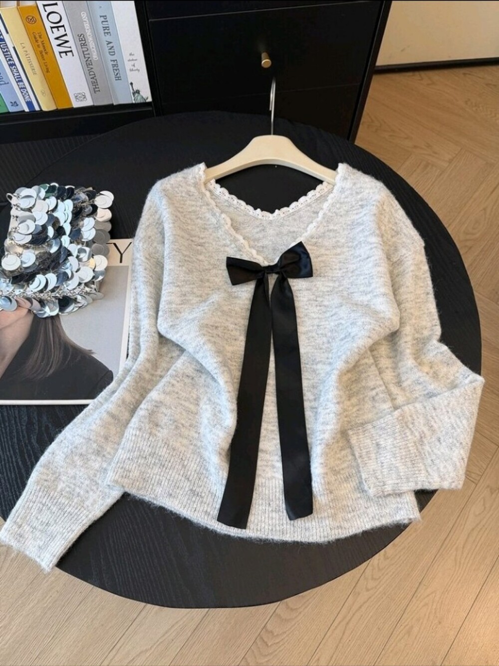 Women's Bow Decor Fashion Versatile Daily Wear Long Sleeve Sweaters